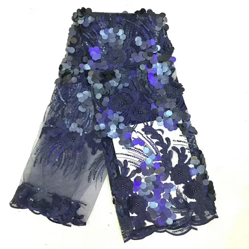 Upscale French Net Royal blue Sequins Lace Fabrics High Quality African Tulle Wedding Nigeria lace | Дом и сад