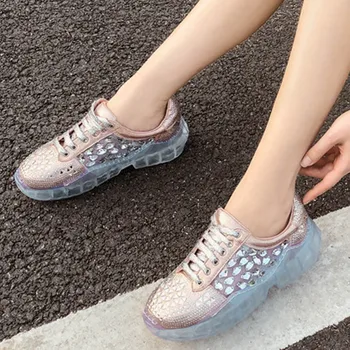 

2019 The New Listing Casual Fashion Ladies Sneakers Comfortably breathable sequins Anti skid and wear resistant The super light