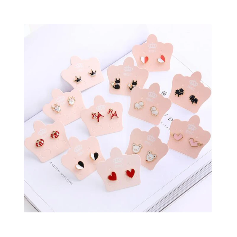 Серьги клипсы в Корейском стиле с героями мультфильмов сердечками короной