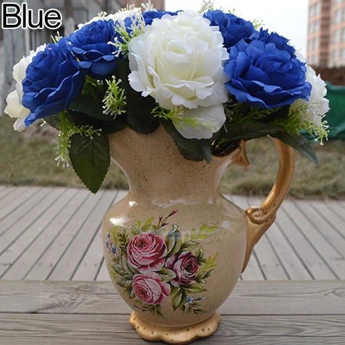 1 Large Bouquet 24 Heads Bridal Wedding Artificial Faux Silk Rose Flowers Decor (2)