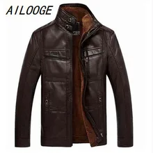 AILOOGE кожаная мужская куртка 5XL брендовая Высококачественная верхняя одежда из искусственной кожи мужская деловая зимняя куртка из искусственного меха флисовая
