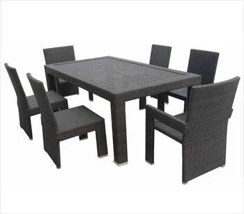 

Outdoor Wicker Patio Furniture Dining Table Set with 6 Chairs