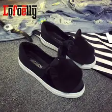 2016 New Designer Fashion Real Fur Shoes Woman Cartoon Ears Casual Shoes Female Low Cut Casuals Slip On Platform Leisures