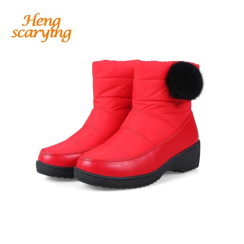 2018 mujeres más tamaño invierno otoño lindo nieve Botines mujer felpa caliente botas de plataforma de la señora fieltro Bootee rojo botas Zapatos|Botas hasta el tobillo| AliExpress