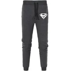 Фирменная Новинка для мужчин бегунов Супермен мотобрюки брюки, тренировочные брюки в повседневном стиле Jogger серый повседневное