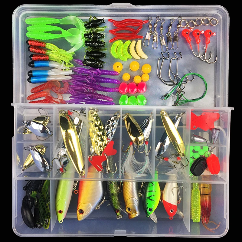106pcs/set plastic fishing lures Kit set with big 2 layer retail box