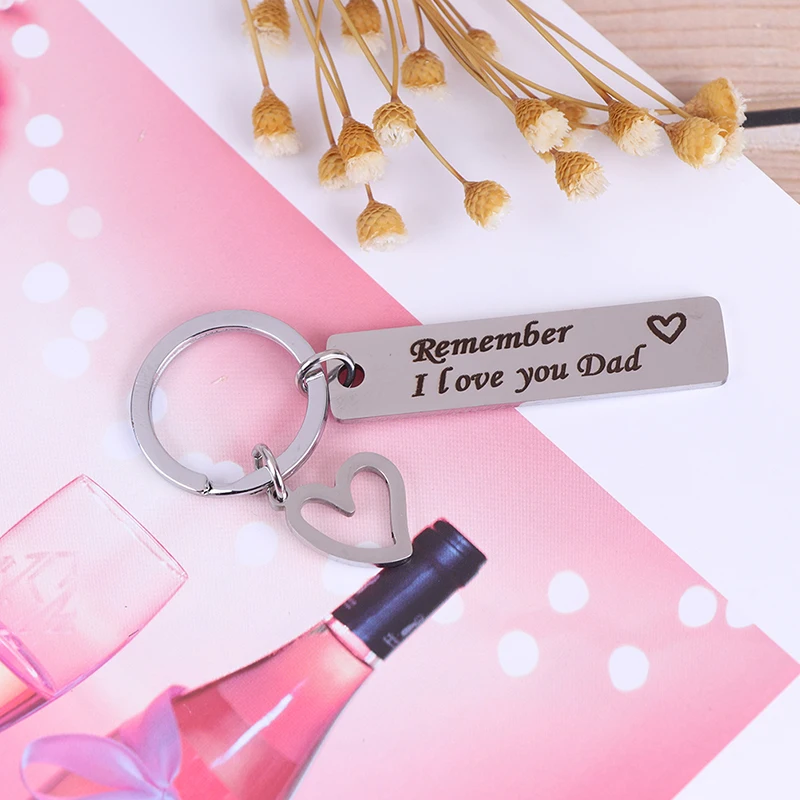 Remember I Love You Dad Heart Trinket Keychain Rings Letter Pendant Key Chain For Father