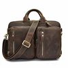 Men genuine leather laptop backpack 15