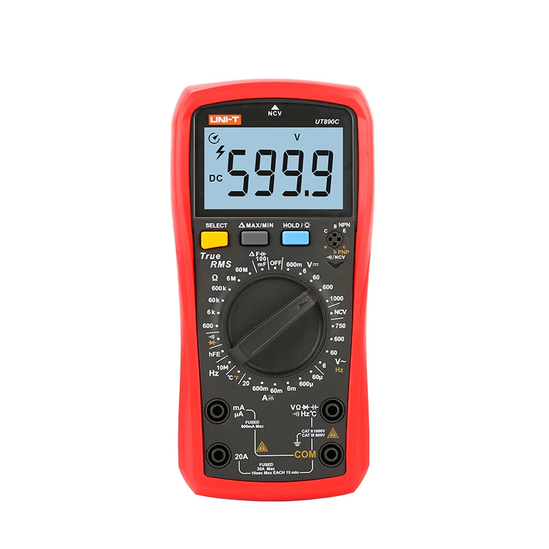 Goedkoop UNI T Digitale Multimeter UT890C UT890D + 6000 Telt Handmatige Frequentie Temperatuur Voltage Ammeter AC DC DMM Condensator Tester NCV