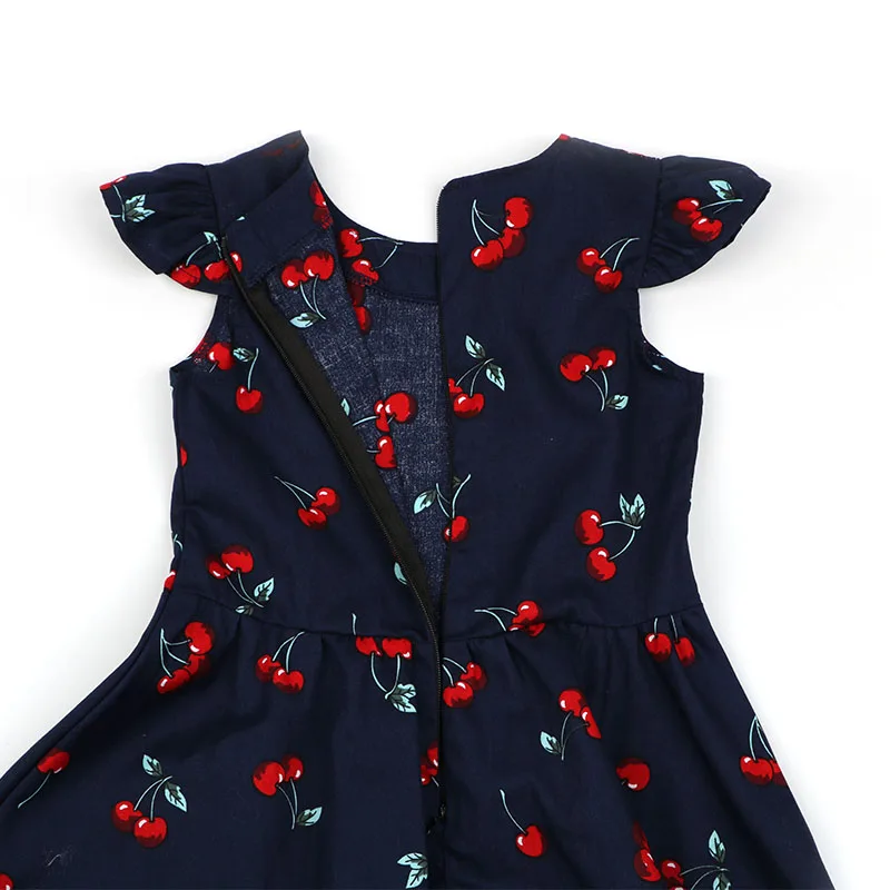 Summer Girls Dress Cherry Floral Print Princess Dresses for Children's Clothing Cotton Kids Casual Dresses (3)