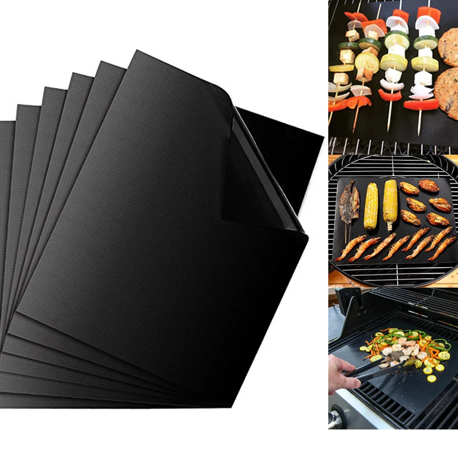 

2 pcs household Non-stick BBQ Grill Mat Baking Mat Teflon Cooking Grilling Sheet Heat Resistance Easily Cleaned Kitchen Tools