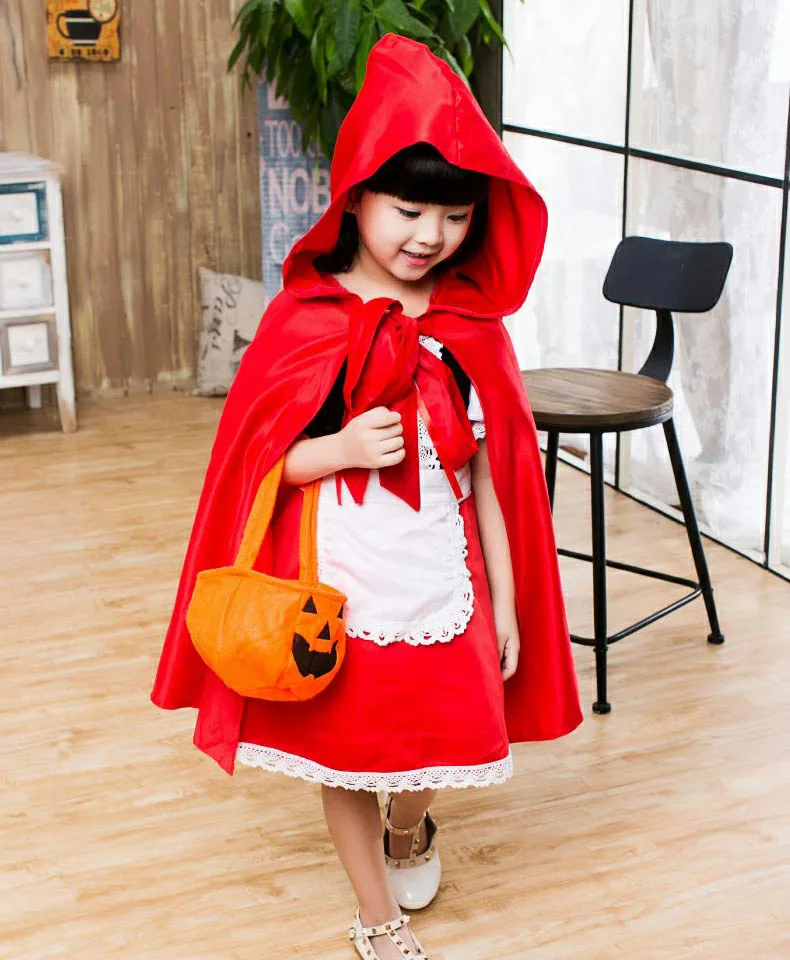 Новинка; костюм для девочек на Хэллоуин; красное платье с короткими рукавами для дня рождения для девочек; Детский Рождественский комплект одежды из 4 предметов для девочек