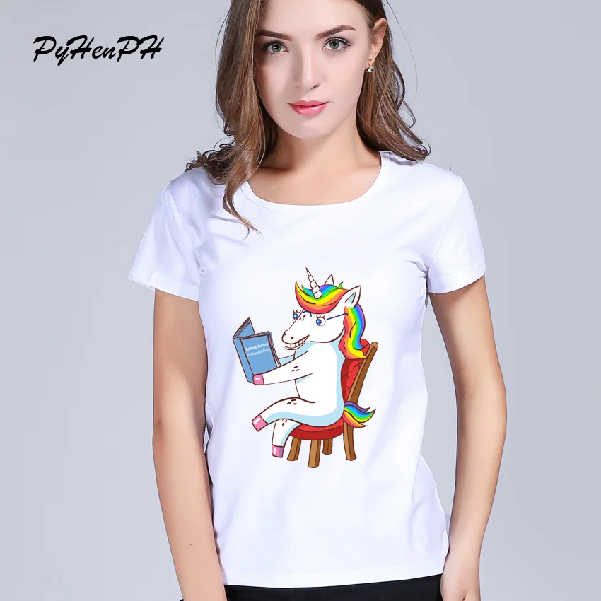 C2 Футболка PyHenPH The dabing Unicorn Always Love Science забавная химия женские футболки с короткими рукавами с радужным единорогом - Цвет: C2