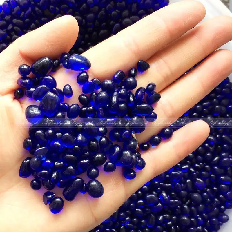 50g 5 8mm K5 cobalt blue Glass Gravel Stones Polished Rock Aquarium