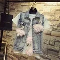 Новые модные летние женские блестящие цветочные вышитые индивидуальные ковбойские джинсовые шорты студенческие рваные джинсовые шорты с кисточками