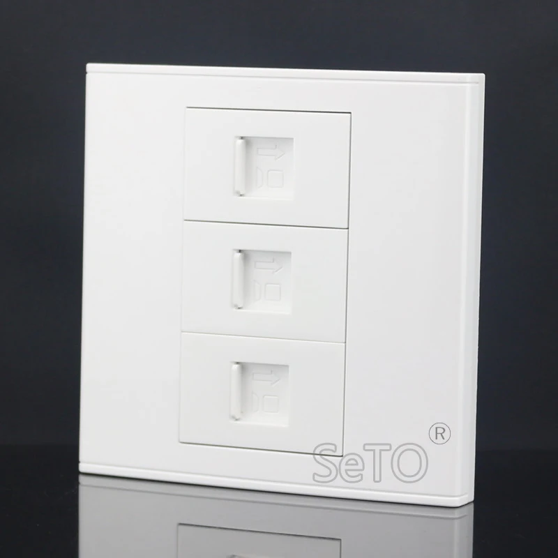SeTo 86 Тип Три порта сетевой Lan RJ45 Cat5e панель розетки настенная розетка Keystone Лицевая