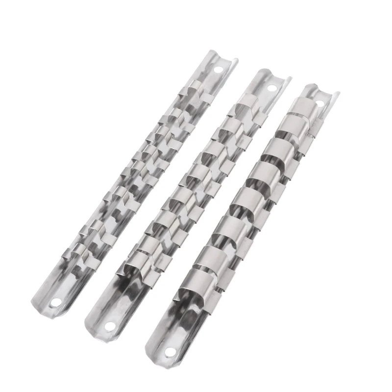 Stainless Steel Socket Rack Holder 1/4"3/8"1/2" 8 Clips Tool Organizer StorageOS 