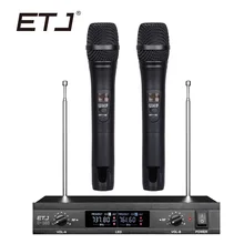 ETJ Беспроводной микрофон с Экран 50 м расстояние 2 канала ручной микрофон Системы караоке Беспроводной микрофон U-103