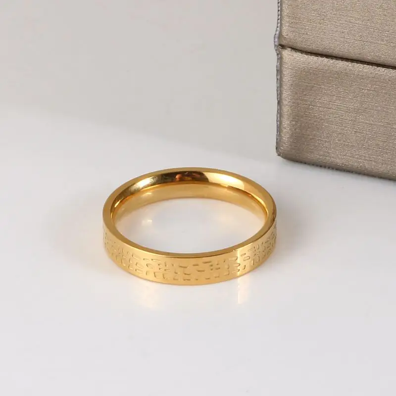 gold color Smiple кольцо из нержавеющей стали с узором, серебряное розовое золото, круглое кольцо для пары, подарок для женщин и мужчин, ювелирные изделия для свадебной вечеринки, аксессуары - Цвет основного камня: gold color