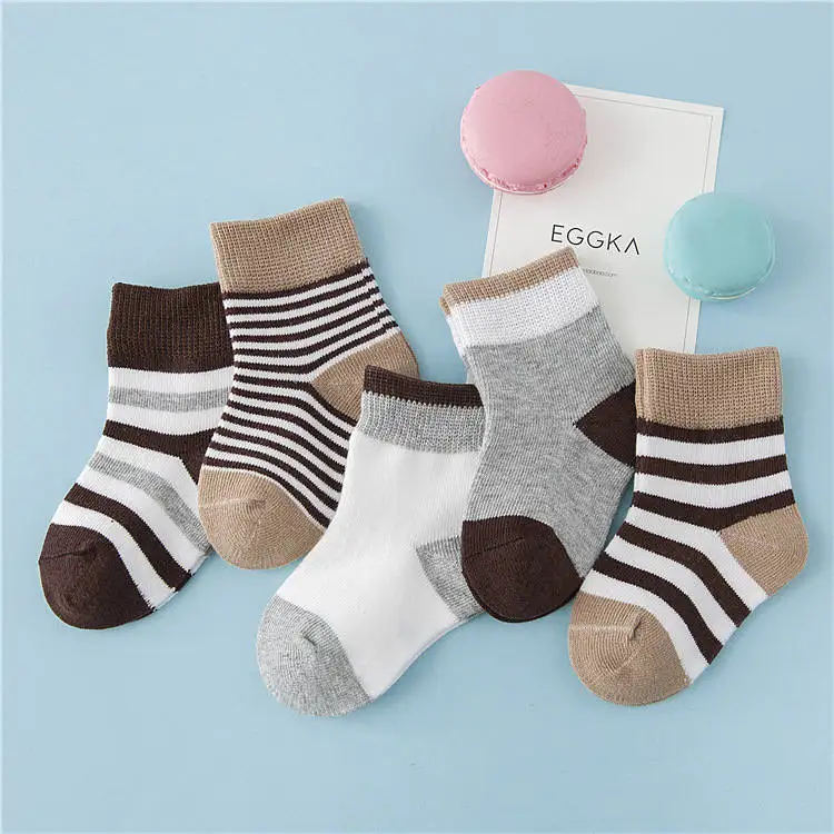 INPEPNOW 5 Pair/lot Baby Boy Striped Socks Soft Cotton Infant Socks Cute Cartoon Pattern Kids Socks Winter For Girl WZ-CZX53 - Цвет: 3