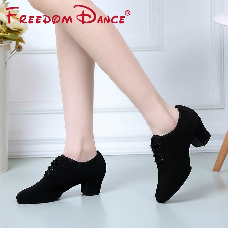 Cena Dancesport buty czerwone czarne Oxford łacińskie buty do tańca dla kobiet panie buty do nauki T1 b dziewczyny Tango buty do tańca towarzyskiego 5cm obcas