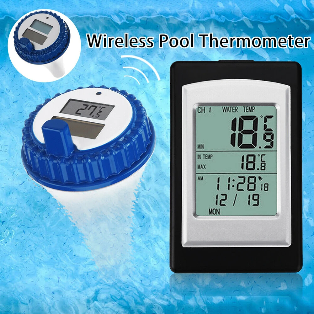 

LCD Display Wireless Thermometer Calendar Meter Solar Power Time Alarm With 3 Channels Temperature Digital Swimming Pool