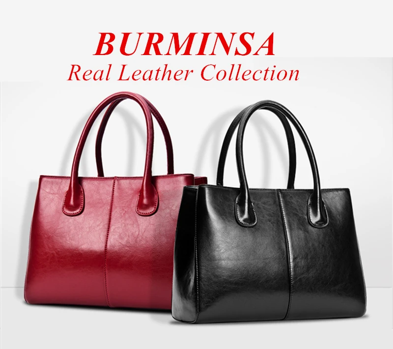 Burminsa шикарные женские сумки из натуральной кожи, большая вместительность, женские сумки через плечо, женские ручные сумки, черные, красные, бежевые