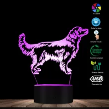 3D Золотой ретривер собака светодиодный ночник Customiz имя домашнее животное визуальный Настольный светильник декоративный светильник щенок сонный светильник подарок для любимой собаки