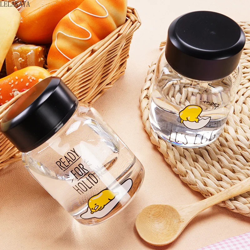 

Cartoon Glass Anime Action Figure Animals Printed Creative Transparent Glass Student Unisex Water Cup Portable Bottle Mug Doll