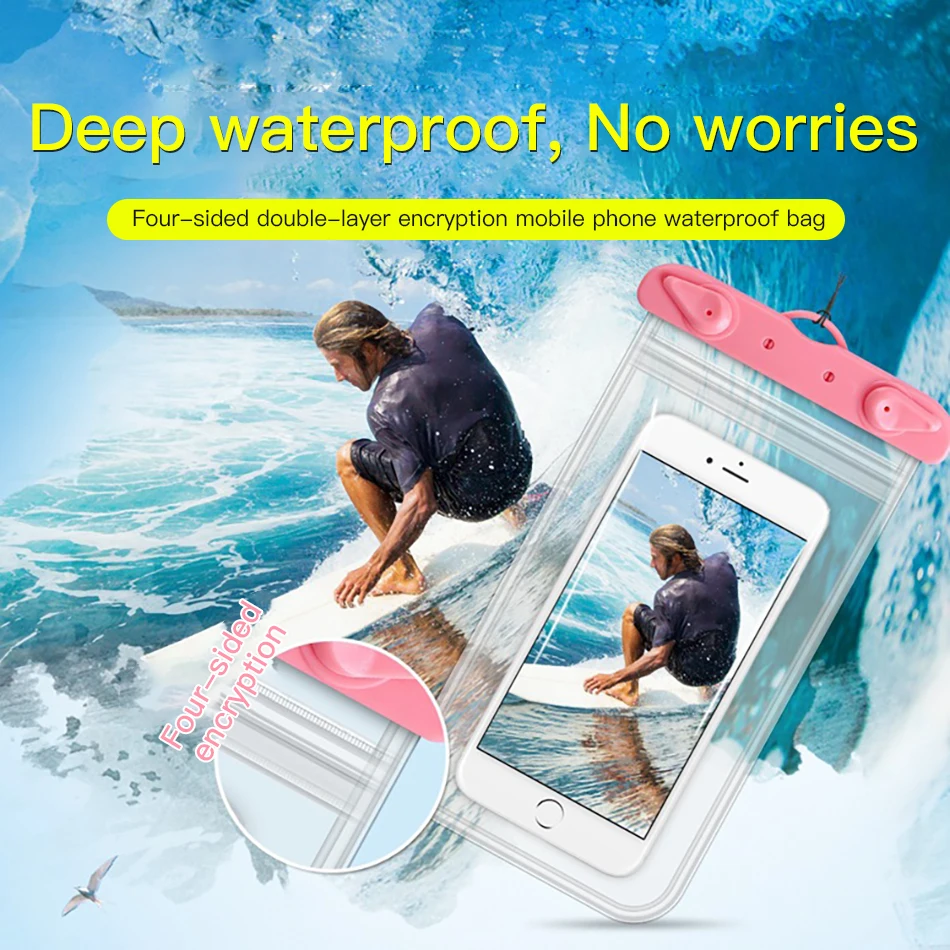 !ACCEZZ PVC Waterproof Bag 6 inches Pouch Phone Case For iPhone XS XR Xiaomi Huawei Samsung HTC Mobile Phone Swimming Cover Case (1)