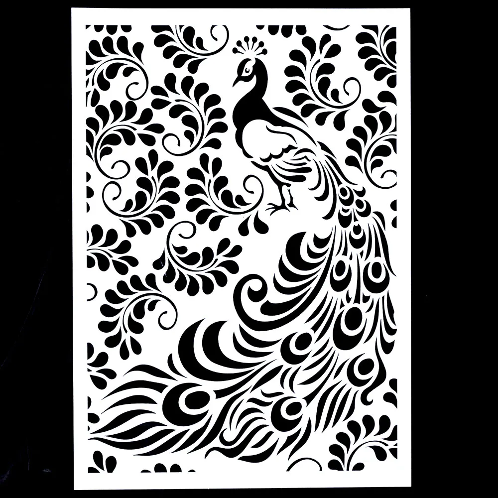 Download A4 A3 A2 Peacock Stencil for Scrapbooking Painting album ...