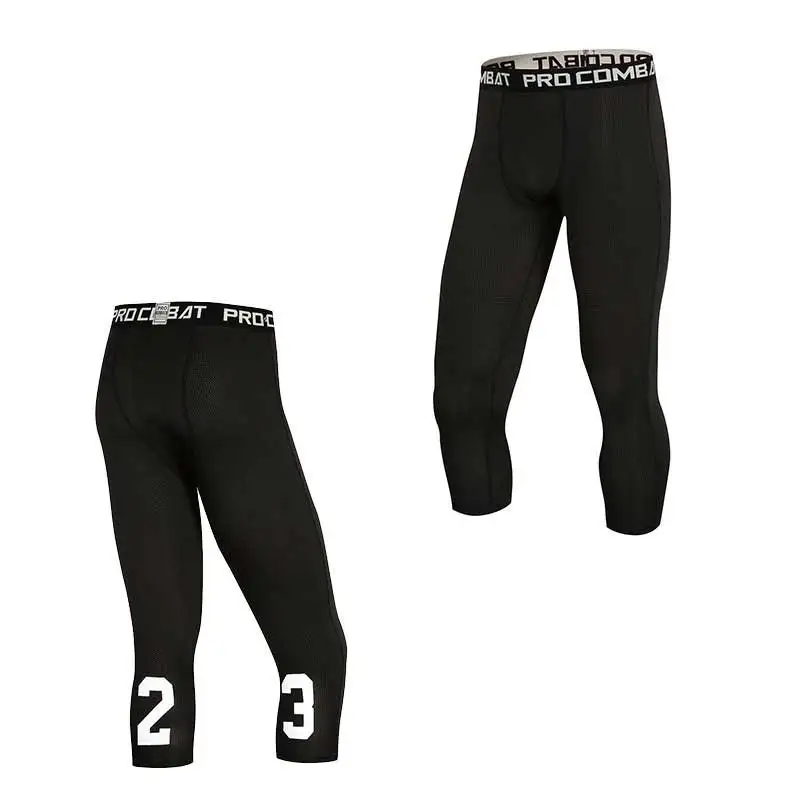 

Men Capri Running Tights GYM Pant Bodybuilding Basketball Exercise Fitness Workout Clothing Exercise Sport Cropped Legging E1023