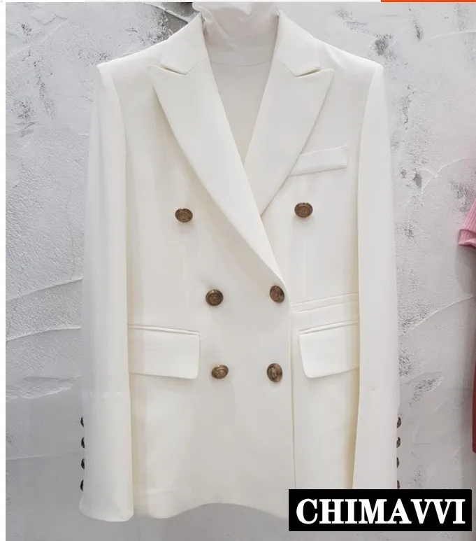 

2019 Spring New Korean Slim Small Suit Jacket British Style Ladies Elegant Double Breasted White Blazer Coat Female Outwear