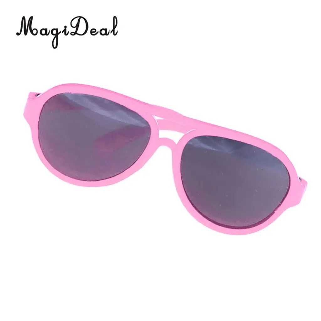 MagiDeal Fashion 1Pair Oval Frame Plastic Summer Glasses Sunglasses for 18 Inch   Dolls Dollhouse Acce Gift 5Colors