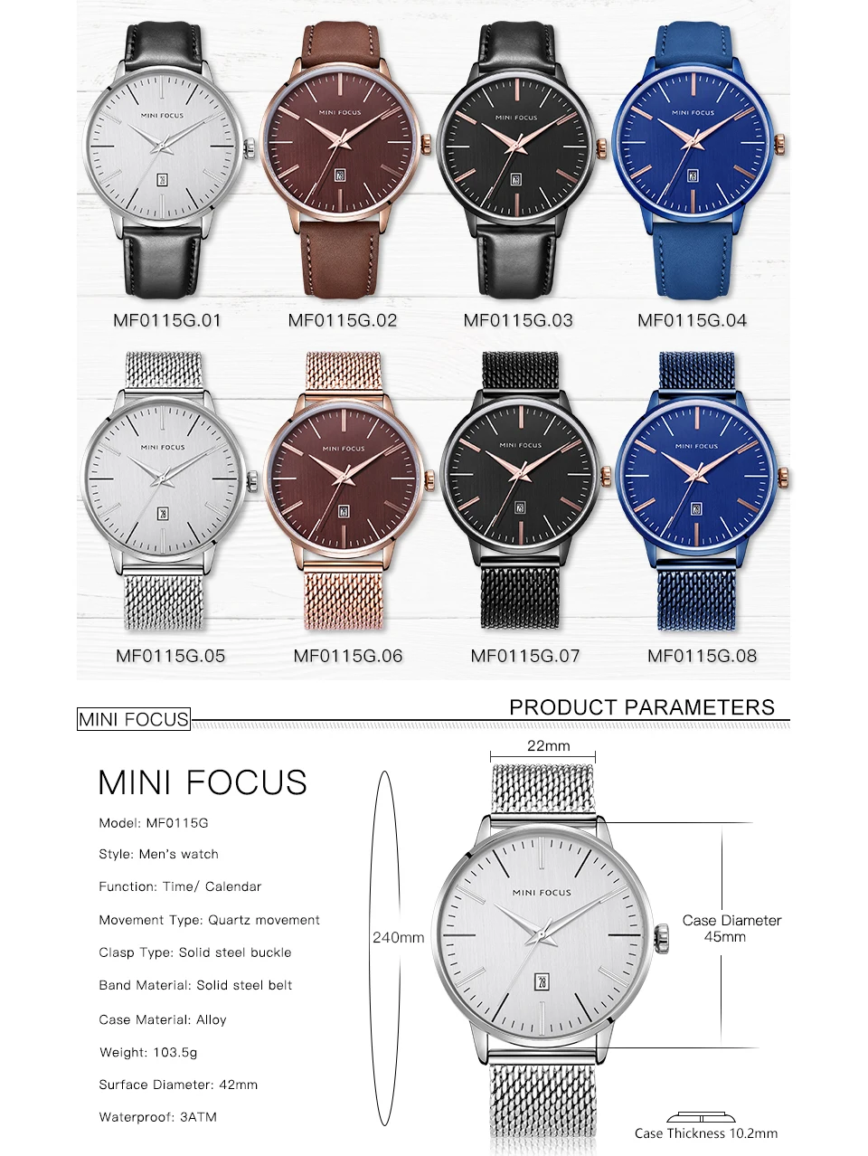 Часы наручные MINIFOCUS Мужские кварцевые брендовые Роскошные повседневные