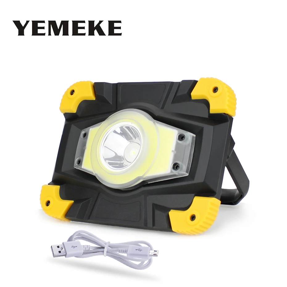 

USB Charging 20W Led Floodlight COB LED Work Light Searchlight 18650 Rechargeable Portable Spotlight Waterproof Camping Lamp