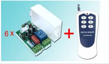 

500M AC 220V 10A RF 1CH Wireless Remote Control System / Radio Switch 6 Receiver&1Transmitter 315/433mhz