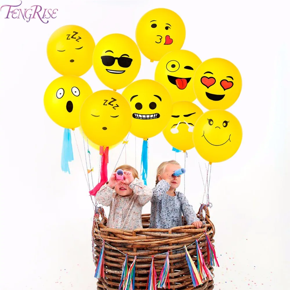 

FENGRISE 10pcs Emoji Balloon Smiley Face Latex Baloons Wedding Emoji Party Birthday Party Decorations Kids Party Favors Ballon