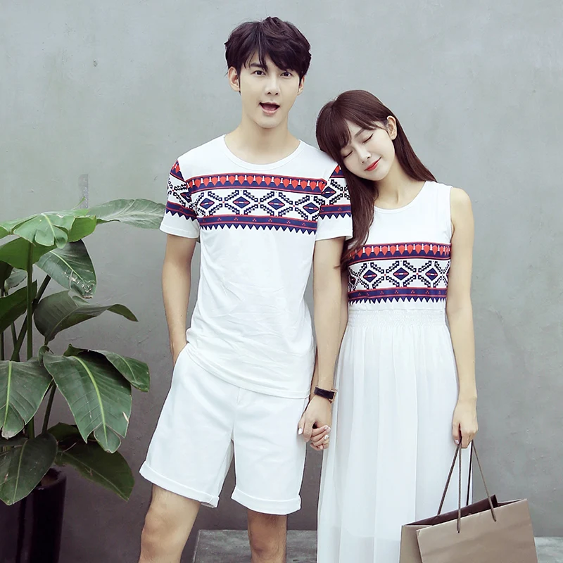 2018 Hot Selling Couples Clothes For Lovers Honeymoon Holiday Wear Casual T-Shirt Printed White Cute Matching Couple T Shirts 2018 Hot Selling Couples Clothes For Lovers Honeymoon Holiday Wear Casual T-Shirt Printed White Cute Matching Couple T Shirts