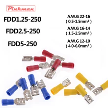 FDD dişi İzoleli elektrik sıkma terminali 0.5-6mm2 konnektörler AWG 22-10 kablo tel konektörü