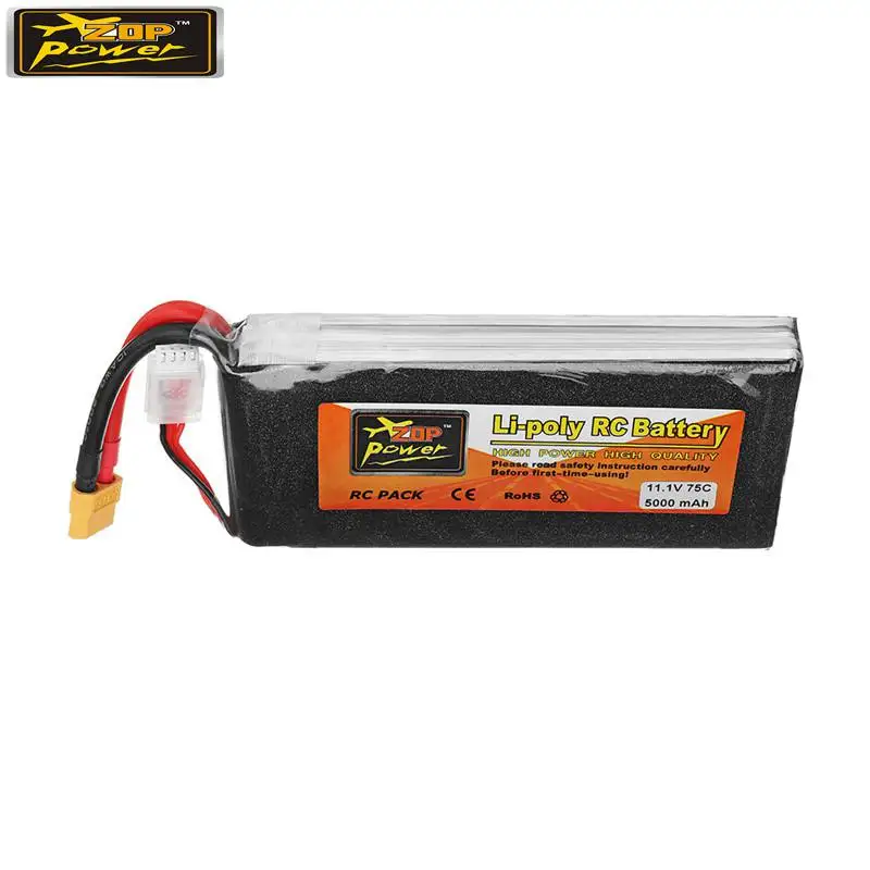

ZOP Power 11.1V 5000mAh 75C 3S Rechargeable Lipo Battery XT60 Plug for RC Models Racing Drone Quadcopter Spare Parts