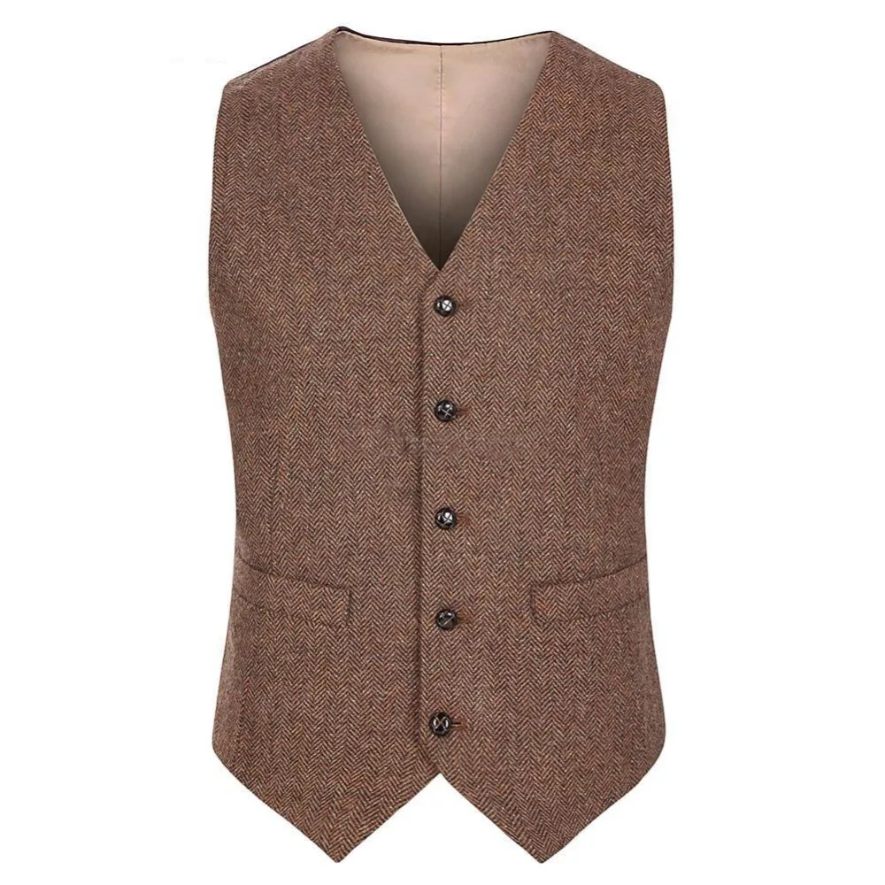 Airtailors New Design Herringbone Mens Vintage Slim Fit Tweed Vest Prom ...