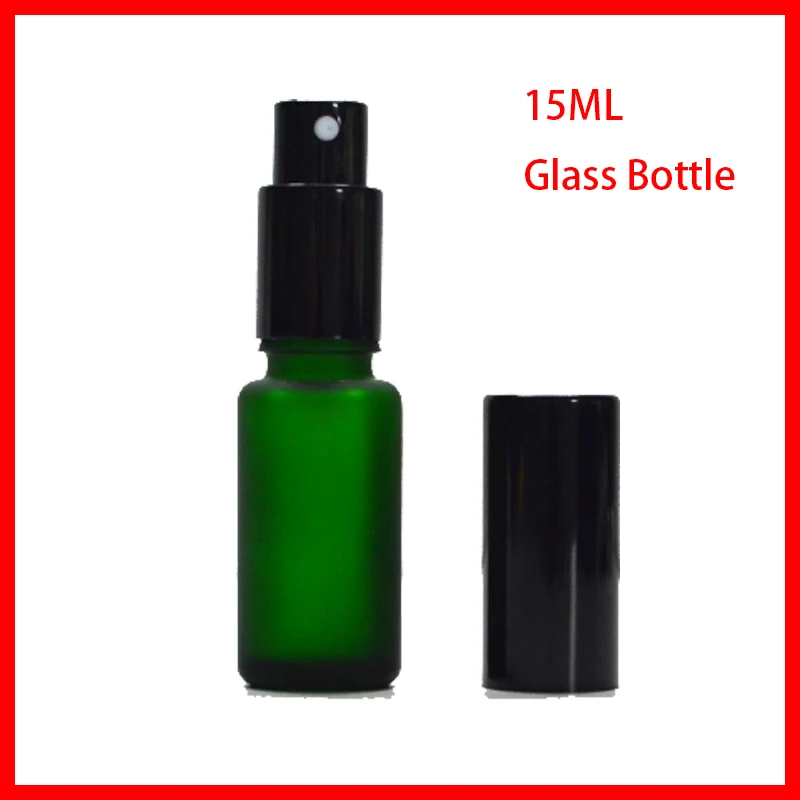 15ML Green Frosted Glass Essential oil Bottle With pump Cap for serum
