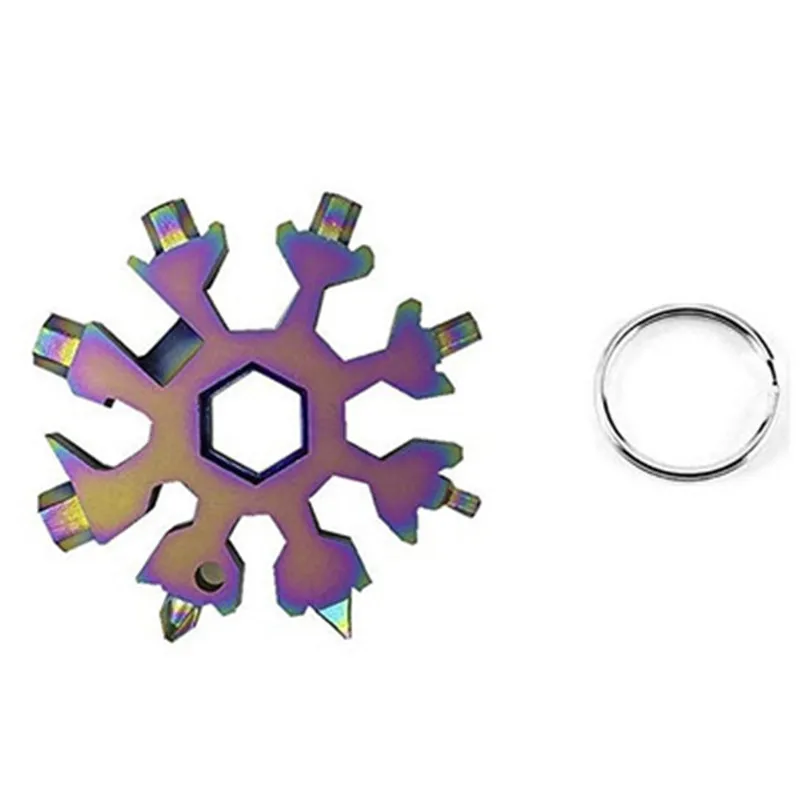 3 Colors 18-in-1 Hand Tool Set multi-tool card combination hiking tool Compact portable Snowflake tool Screwdriver wrench opener