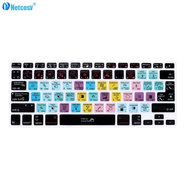 Netcosy испанская клавиатура для Macbook Pro A1278 Air 13 Ableton Final Cut Pro X фотошоп резиновая крышка - Цвет: AI