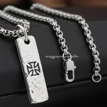 

LINSION Cross Tarot Card DogTag 925 Sterling Silver Charms Pendant 8Q019