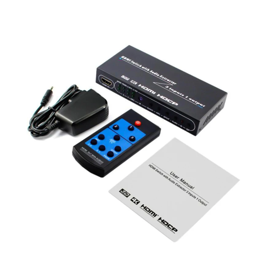 4K HDMI переключатель 3x1 с 5 1 каналом Spdif/коаксиальный и 3 R/L портовый 1080P 3D AC3/5.1DTS