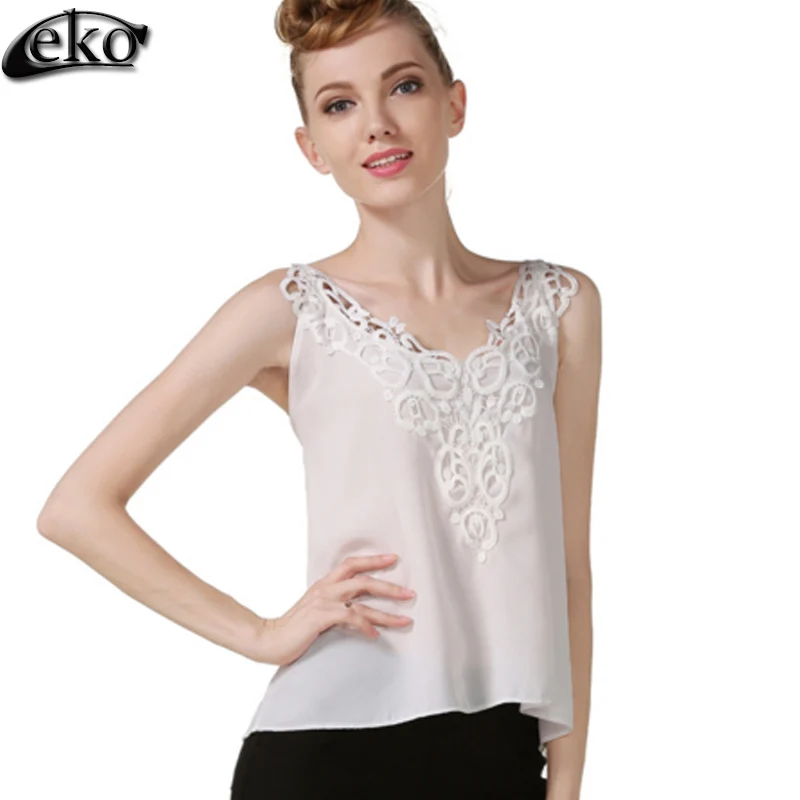 sleeveless white blouse design