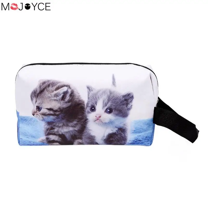 

Fashion Women Waterproof 3D Cat Print Clutch Cosmetics Storage Casual Female Cat Makeup Bags for Girl Gift Women Cosmetic Bag