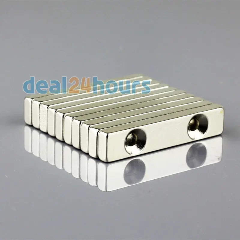 

10pcs N35 Super Strong Block Countersunk Magnets 50 x 10 x 5 mm 2 hole 5mm Rare Earth Neodymium Magnet Wholesale OMO Magnetics